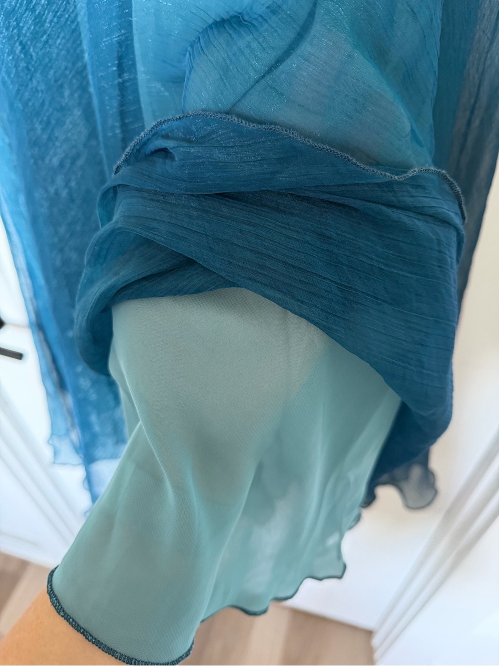Teal Cascade Maxi Skirt - Elegant Flowing Silhouette - Picture 4 of 4